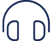 A green background with a blue outline of headphones.